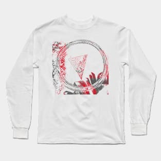 Iris red grey abstract design Long Sleeve T-Shirt